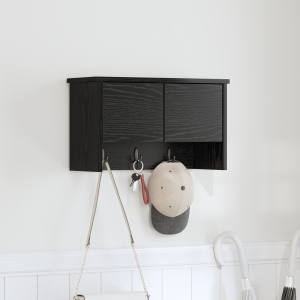 vidaXL Wandgemonteerde kapstok met plank Zwart eiken 50 x 20 x 30 cm