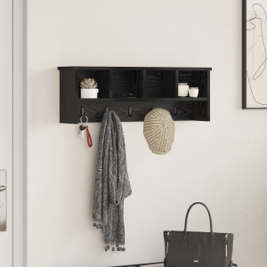 vidaXL Wandgemonteerde kapstok met plank Zwart eiken 75 x 16 x 26 cm
