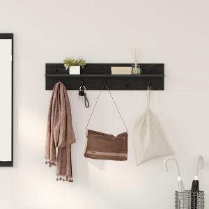 vidaXL Wandgemonteerde kapstok met plank Zwart eiken 80 x 10.5 x 18 cm