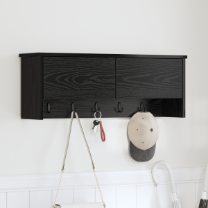vidaXL Wandgemonteerde kapstok met plank Zwart eiken 80 x 20 x 30 cm