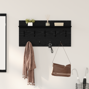 vidaXL Wandgemonteerde kapstok met plank Zwart eiken 80 x 40 x 12 cm