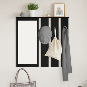 vidaXL Wandgemonteerde kapstok met plank Zwart eiken 84 x 10 x 80 cm
