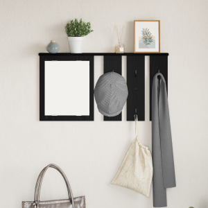vidaXL Wandgemonteerde kapstok met plank Zwart eiken 85 x 10 x 45 cm