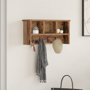 vidaXL Wandgemonteerde kapstok Oud hout 50 x 16 x 26 cm Bewerkt hout