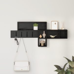 vidaXL Wandgemonteerde kapstok Zwart eiken 100 x 12 x 43.5 cm