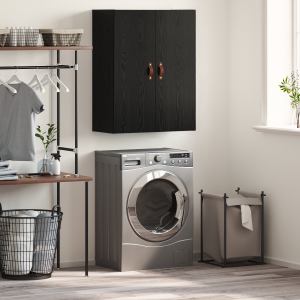 vidaXL Wandkast met plank Wandgemonteerd met opslag met de deur Zwart 69.5 x 34 x 90 cm Bewerkt hout