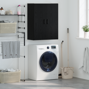 vidaXL Wandkast met plank Wandgemonteerd met opslag met de deur Zwart 69.5 x 34 x 90 cm Bewerkt hout