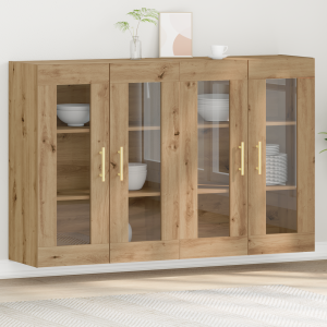 vidaXL Wandkasten 2 st 69,5x34x90 cm bewerkt hout artisanaal eiken