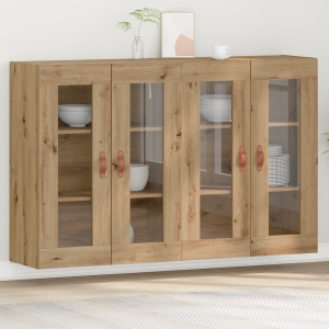 vidaXL Wandkasten 2 st 69,5x34x90 cm bewerkt hout artisanaal eiken
