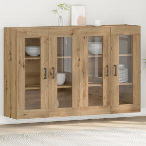 vidaXL Wandkasten 2 st 69,5x34x90 cm bewerkt hout artisanaal eiken