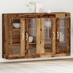 vidaXL Wandkasten 2 st 69,5x34x90 cm bewerkt hout oud houtkleurig