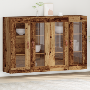 vidaXL Wandkasten 2 st 69,5x34x90 cm bewerkt hout oud houtkleurig