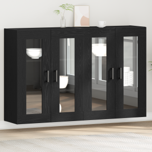 vidaXL Wandkasten 2 st 69,5x34x90 cm bewerkt hout zwart eikenkleurig