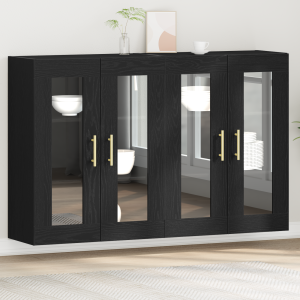 vidaXL Wandkasten 2 st 69,5x34x90 cm bewerkt hout zwart eikenkleurig