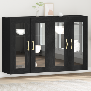 vidaXL Wandkasten 2 st 69,5x34x90 cm bewerkt hout zwart eikenkleurig