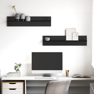 vidaXL Wandplanken 2 pcs Zwart eiken 80 x 11.5 x 18 cm Bewerkt hout