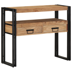 vidaXL Wandtafel 90x33x75 cm massief acaciahout en metaal zwart