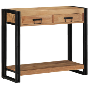 vidaXL Wandtafel 90x33x75 cm massief acaciahout en metaal zwart