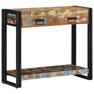 vidaXL Wandtafel massief gerecycled hout en metaal meerkleurig