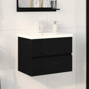vidaXL Badkamertenk te kast Zwart Eiken 60 x 39 x 62 cm Bewerkt hout