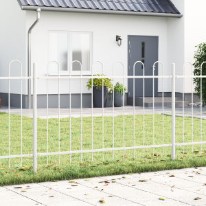 vidaXL Witte Tuinafscheiding met een Hoepeltop, 5.1x1 m, Gemaakt van Staal
