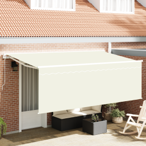 vidaXL Zonnescherm met Screen Crème 350 x 200 x 120 cm Stof, Metaal