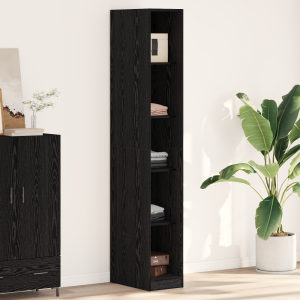 vidaXL Zwart Eiken Kledingkast - 30x50x200 cm, Gemaakt van Bewerkt Hout