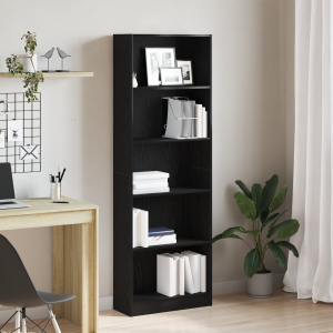 vidaXL Zwarte Eiken Boekenkast - 60 x 24 x 176 cm, Gemaakt van Hout