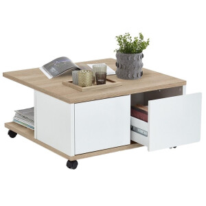 Vierkant salontafel Twin 70x70 breed in eiken met wit