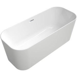 Villeroy & Boch Finion kunststof vrijstaand duobad quaryl ovaal 170x70x48cm - incl. push-to-open afvoerplug + overloop chroom/wit ubq177fin7a100v401