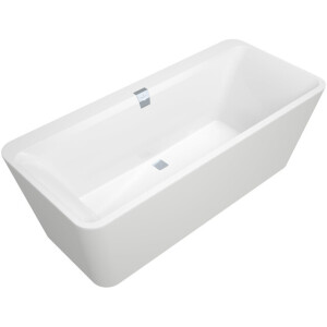 Villeroy & Boch Squaro Edge 12 kunststof bad quaryl rechthoekig vrijstaand 180x80x45cm - incl. paneel en afvoer /overloopcombinatie wit ubq180sqe7pdv-01