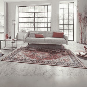 Vintage Vloerkleed Anthea Rood Blauw 80x200 Cm Laagpolig Nouristan - Dekbed-Discounter.nl