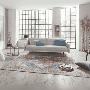 Vintage Vloerkleed Sylla - Blauw Meerkleurig 150x80cm - - Dekbed-Discounter.nl