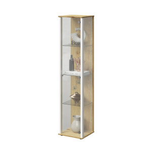 Vitrinekast Bora 1 Deurs 170 cm hoog in artisan eiken en wit