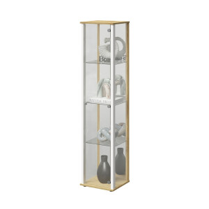 Vitrinekast Bora 1 Deurs met spiegel 170 cm hoog in artisan eiken met wit