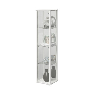 Vitrinekast Bora 1 Deurs met spiegel 170 cm hoog in wit