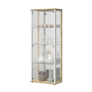 Vitrinekast Bora 3 Deurs 170 cm hoog met spiegel in artisan eiken met wit