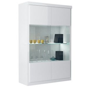 Vitrinekast Spirit 180 cm hoog in hoogglans wit