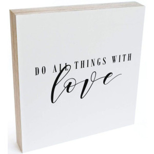 Wall-Art Artprint op hout Decoratie Do all things with love (1 stuk)