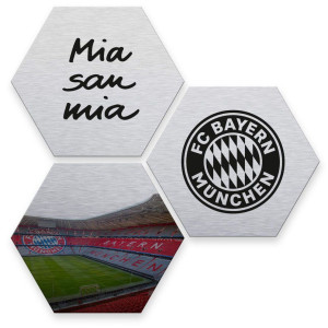 Wall-Art Meerdelige artprint Zilver FC Bayern München (set, 3-delig)