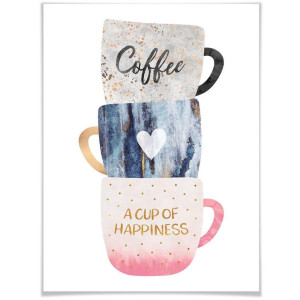 Wall-Art Poster A cup of happiness Poster zonder lijst (1 stuk)