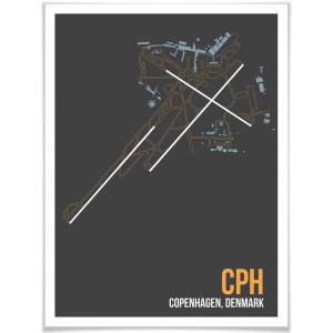 Wall-Art Poster Artprint CPH plattegrond Kopenhagen (1 stuk)
