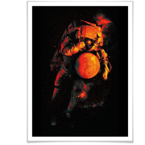 Wall-Art Poster Astronaut zwart mars heelal (1 stuk)