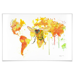 Wall-Art Poster Bees World Poster zonder lijst (1 stuk)