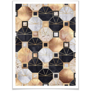 Wall-Art Poster Goud zwart abstract (1 stuk)