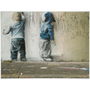 Wall-Art Poster Graffiti afbeelding Boys drawing (1 stuk)