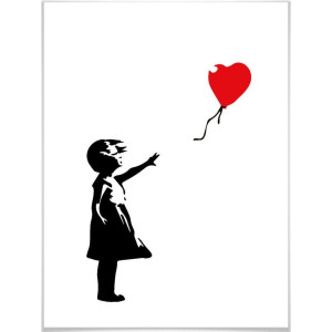 Wall-Art Poster Graffiti afbeelding Girl with the red balloon (1 stuk)