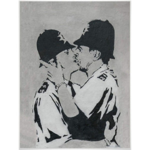 Wall-Art Poster Graffiti afbeelding Kissing Policemen (1 stuk)
