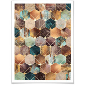 Wall-Art Poster Hexagone goud koper (1 stuk)