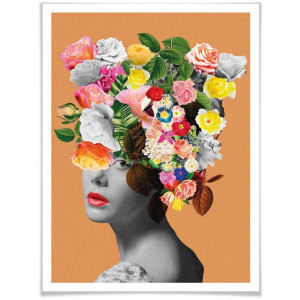 Wall-Art Poster Orange Lady Poster zonder lijst (1 stuk)